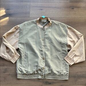 Vintage Silk Cream Jacket ! Large